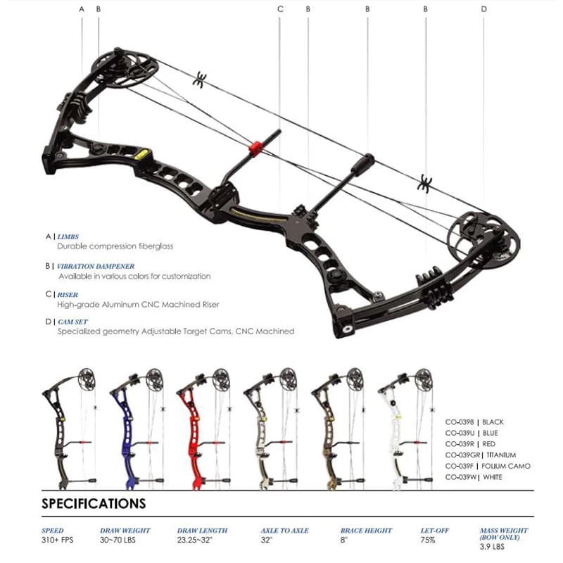 EK Archery Axis 60 Lbs Compound Bow - White - Image 2